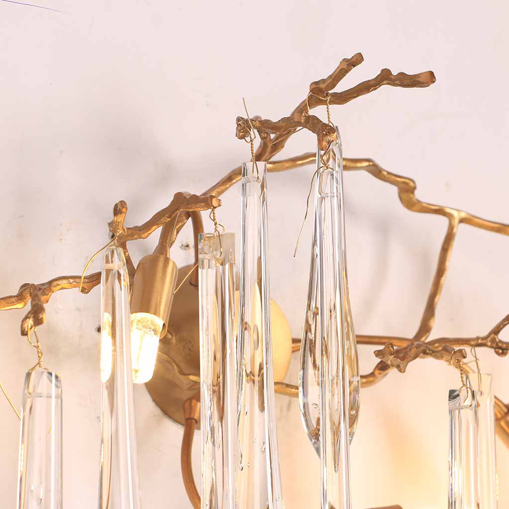 Wall Light Luxury Decorative Crystal Brass Branch Brass Dia35cm H40cm Dia13.78 x H15.75