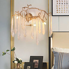Wall Light Crystal Brass Branch Bedroom
