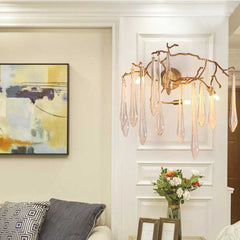 Wall Light Crystal Brass Branch Living Room