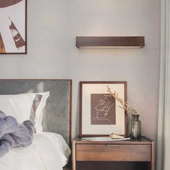 Wall LightmSconce Rectangle LED Linear Walnut Color Bedroom
