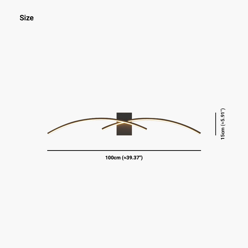 Wall Light Unique Wavy Linear LED Black Size
