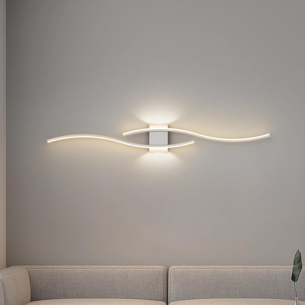 Wall Light Unique Wavy Linear LED White Living Room