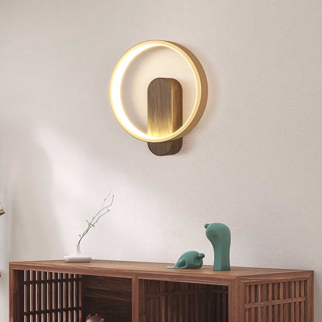 Wall Mounted Sconce Light Walnut Color Above Table