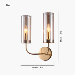 Wall Sconce Candle Glass Cylinder Amber 2 Heads Size