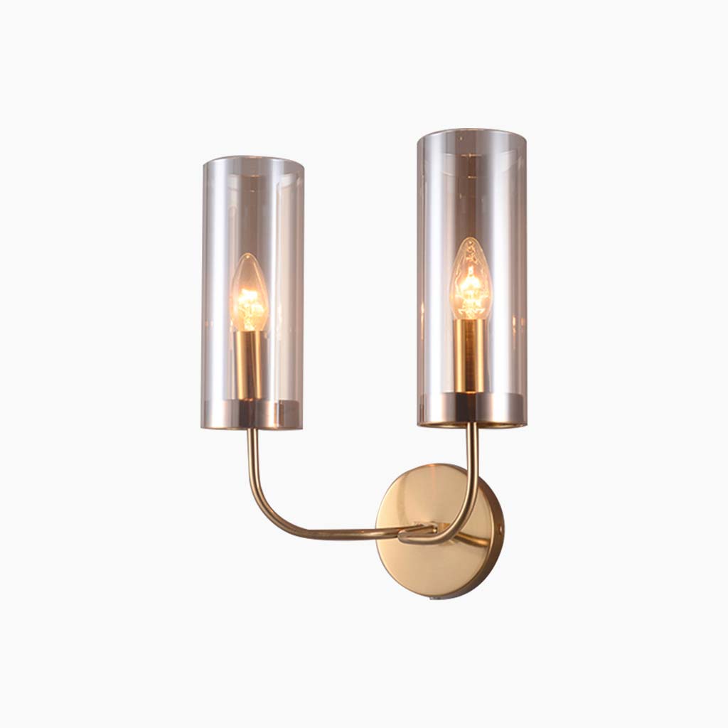 Wall Sconce Candle Glass Cylinder Amber 2 Heads