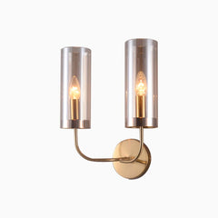 Wall Sconce Candle Glass Cylinder Amber 2 Heads