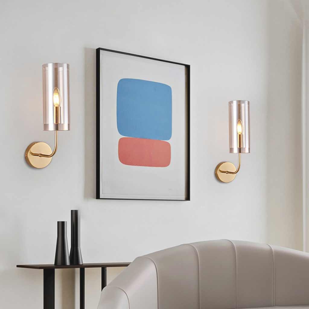 Wall Sconce Candle Glass Cylinder Amber Corner