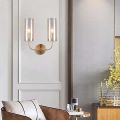 Wall Sconce Candle Glass Cylinder Amber Sitting Room