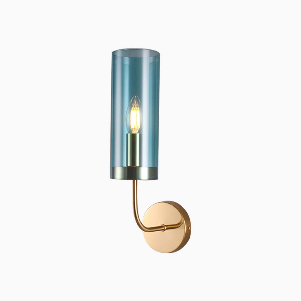 Wandkandelaar Glas Cilinder Blauw