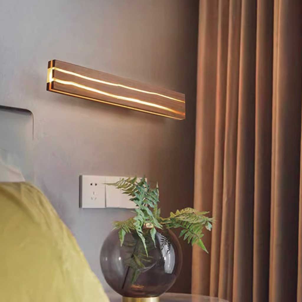 Wall Sconce LED Wooden Walnut Color Bedroom