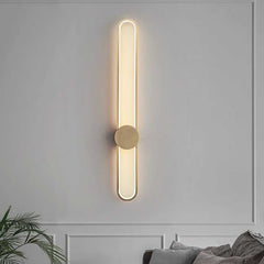 Wall Sconce Lamp Aluminum Long Oval Gold Living Room