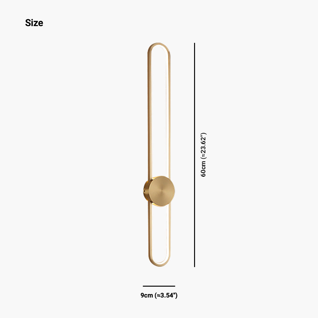 Wall Sconce Lamp Aluminum Long Oval Gold Size