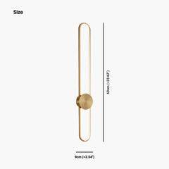Wall Sconce Lamp Aluminum Long Oval Gold Size