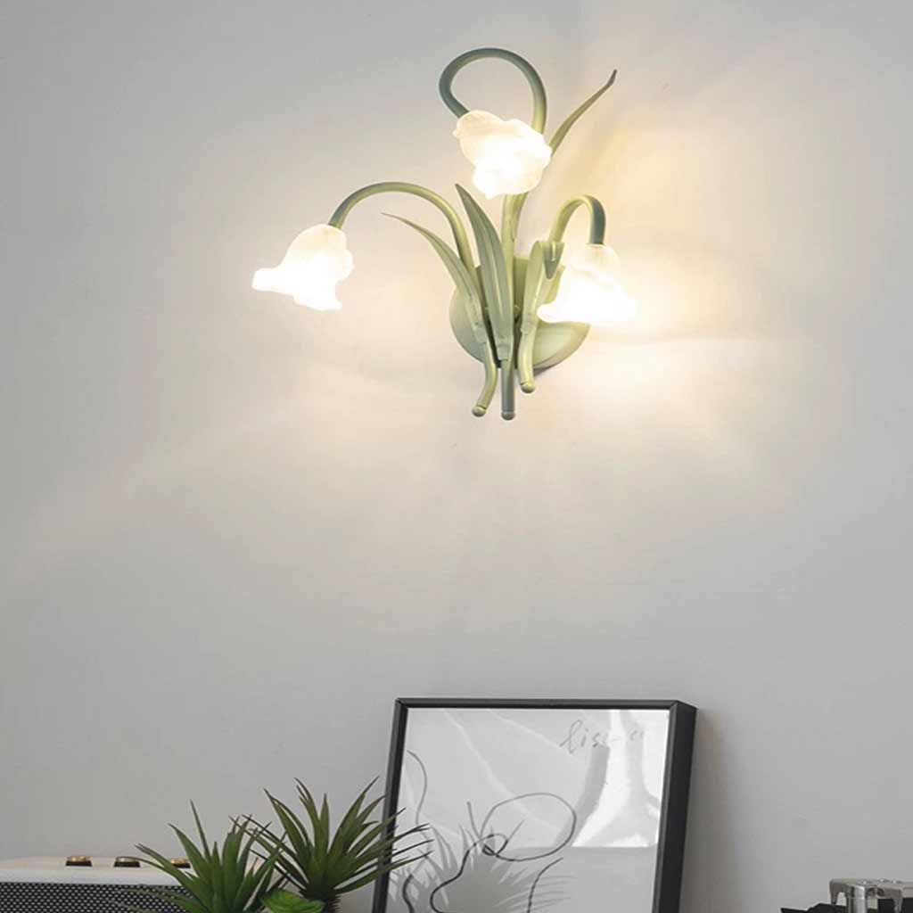 Wall Sconce Light Ambient Glass Flower Green Bedroom