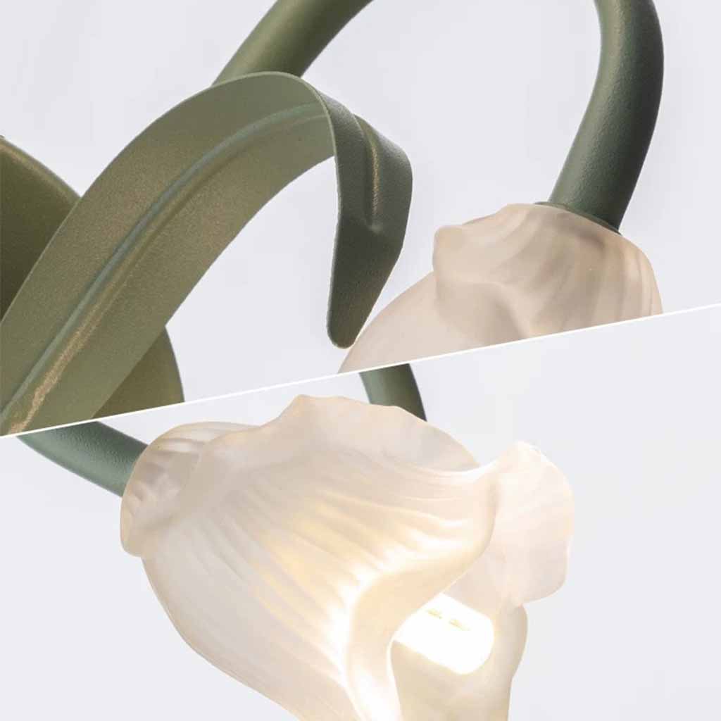 Wall Sconce Light Ambient Glass Flower Green Detail