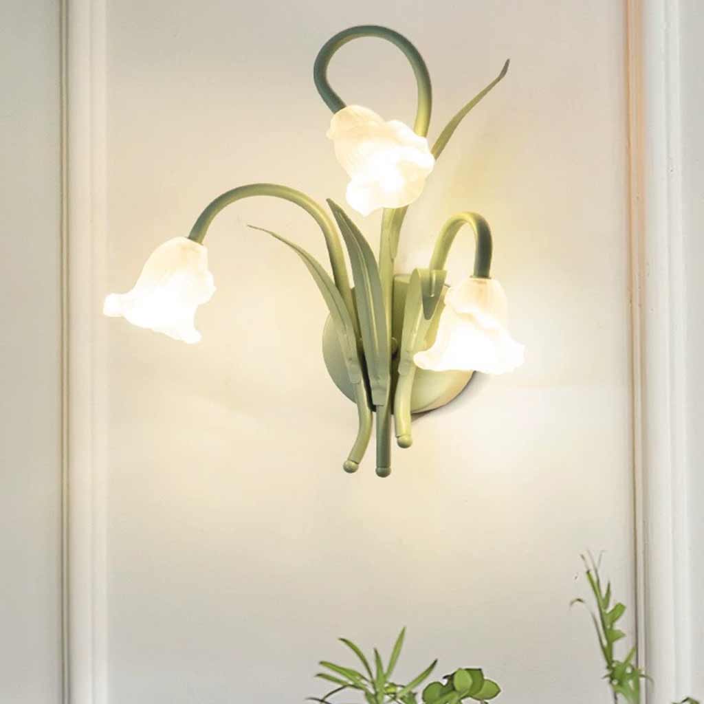 Wall Sconce Light Ambient Glass Flower Green Room
