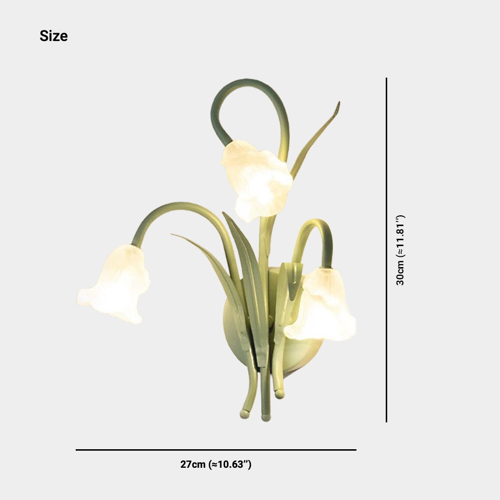 Wall Sconce Light Ambient Glass Flower Green Size