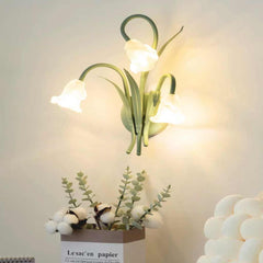 Wall Sconce Light Ambient Glass Flower Green Study  Room