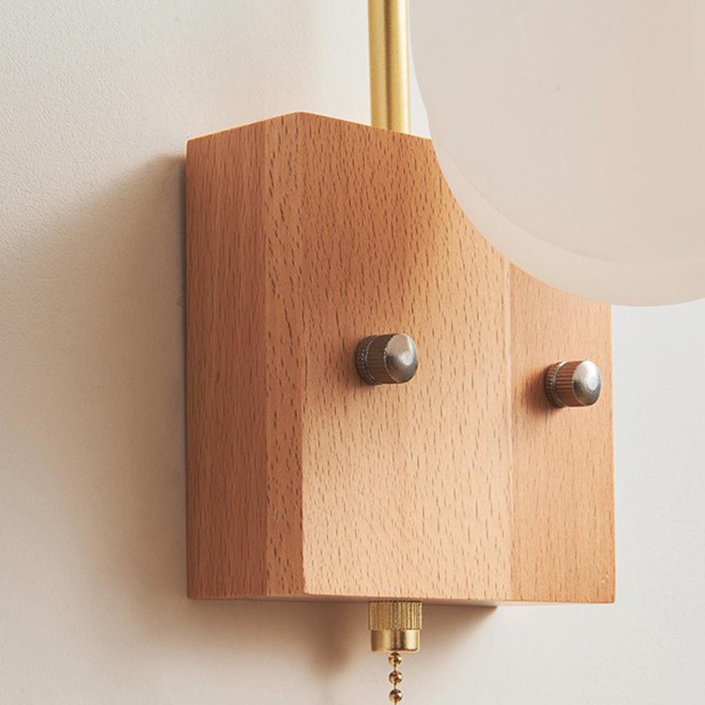 Wall Sconce Light Cream Ambient Wood Cotton Cloud Backplate