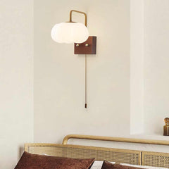 Wall Sconce Light Cream Ambient Wood Cotton Cloud Bedroom