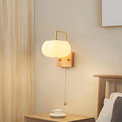 Wall Sconce Light Cream Ambient Wood Cotton Cloud Room