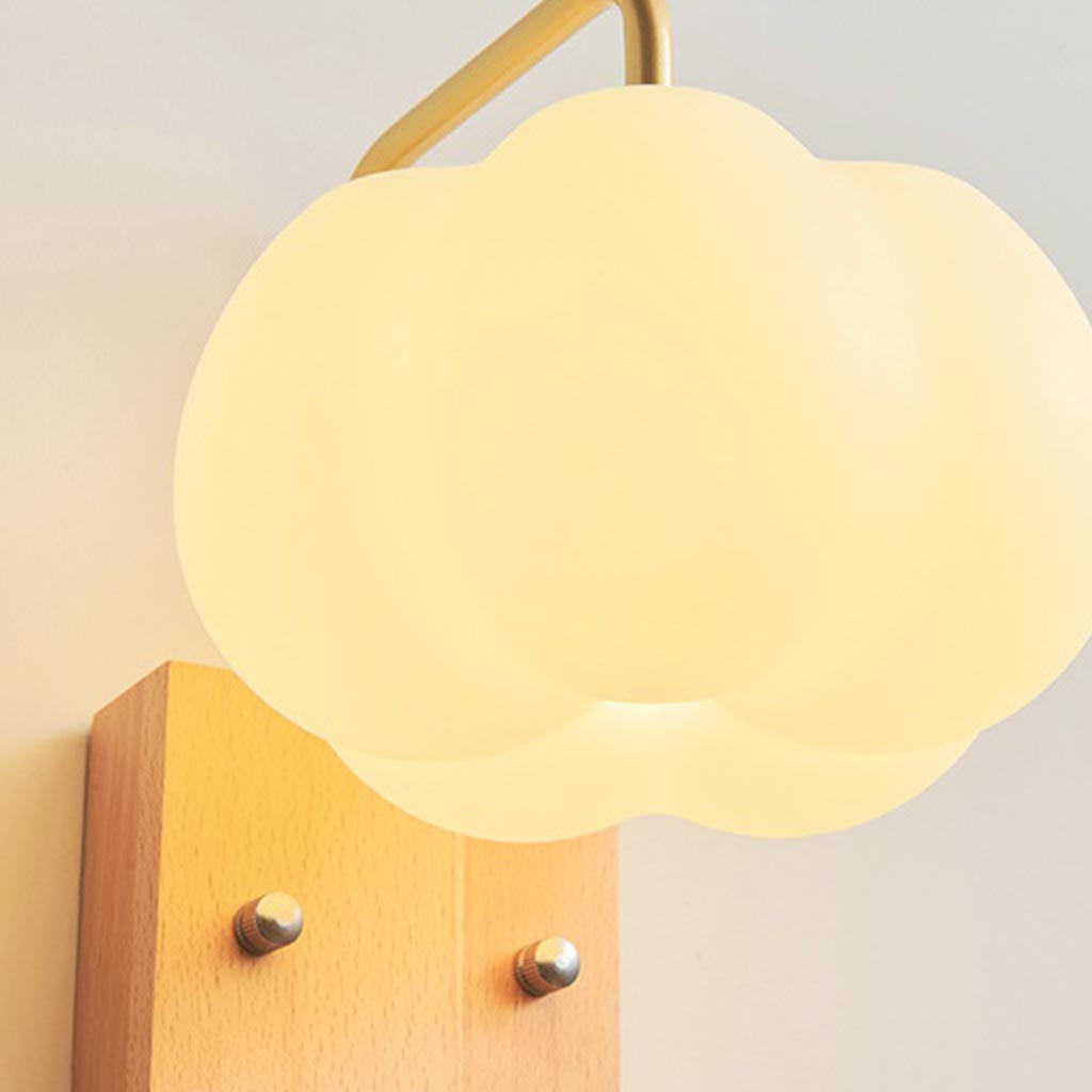 Wall Sconce Light Cream Ambient Wood Cotton Cloud Shade