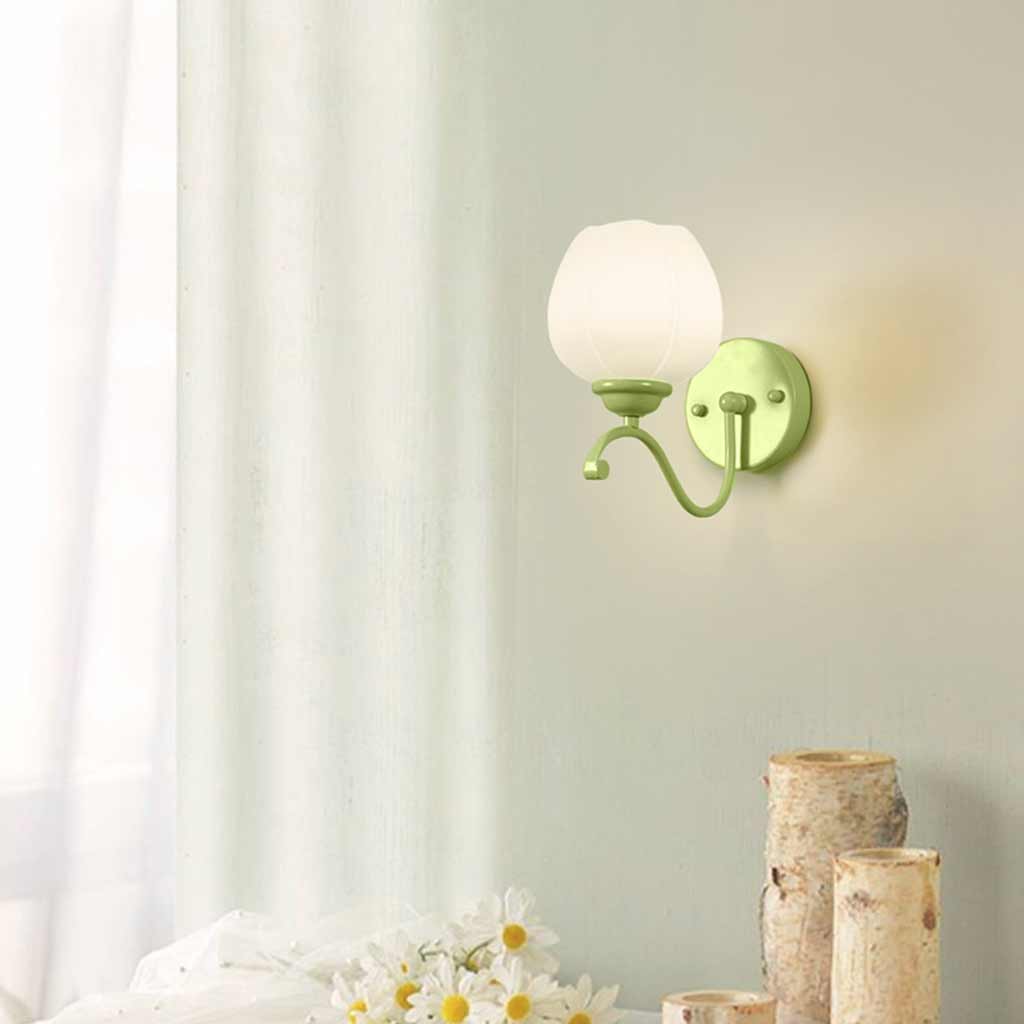 Wall Sconce Light Cream Glass Flower Corner
