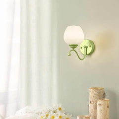 Wall Sconce Light Cream Glass Flower Corner