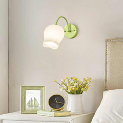 Wall Sconce Light Cream Glass Flower Green Bedroom
