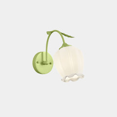 Wall Sconce Light Cream Glass Flower Green