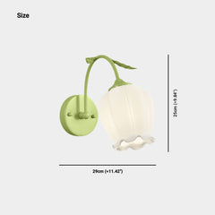 Wall Sconce Light Cream Glass Flower Size