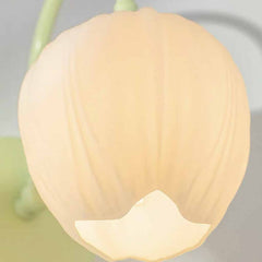 Wandlamp met crèmekleurige glazen bloem in de vorm van een tulp, groen/wit