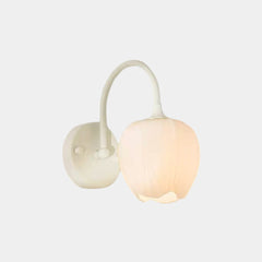 Wandlamp met crèmekleurige glazen bloem in de vorm van een tulp, groen/wit
