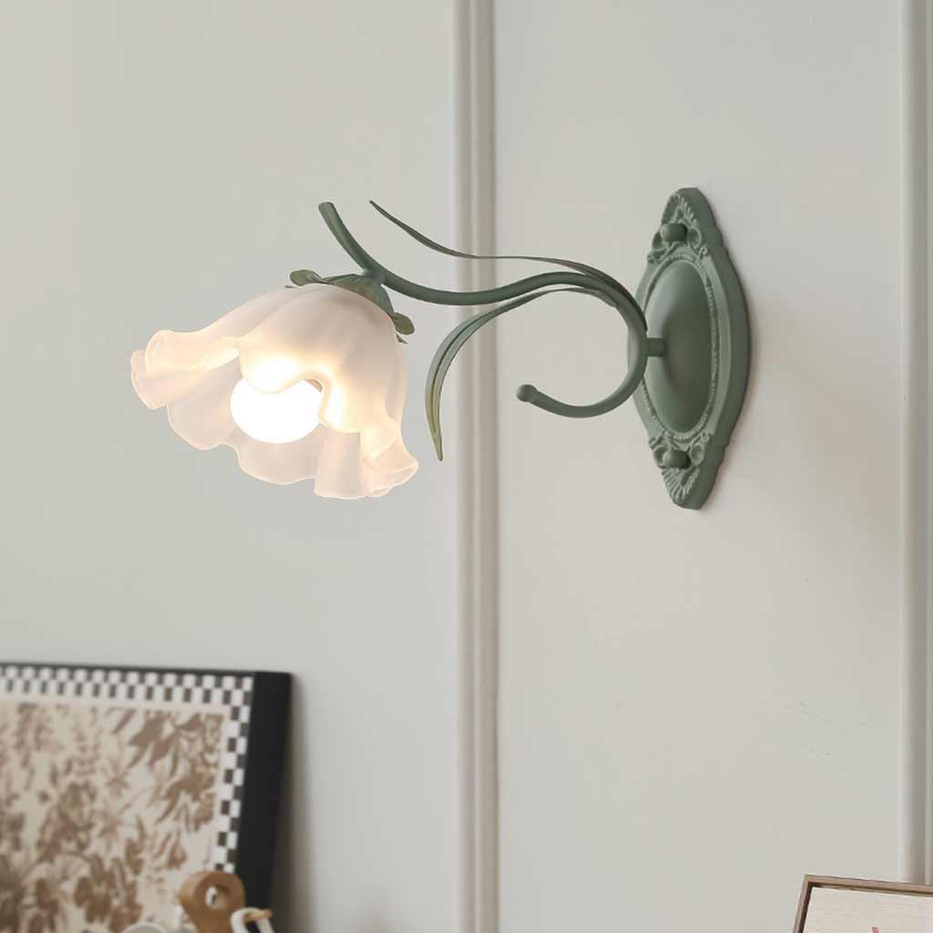 Wall Sconce Light French Glass Lily Flower Corner