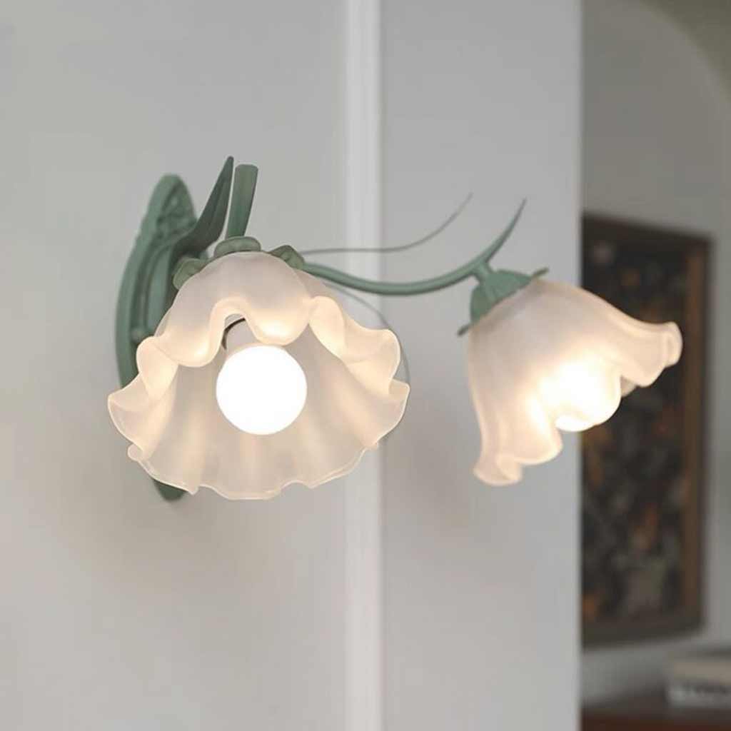 Wall Sconce Light French Glass Lily Flower Room