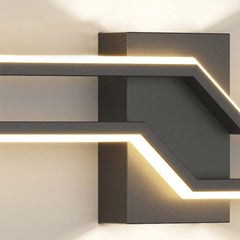 Wall Sconce Light Geometric Metal Linear Black Base