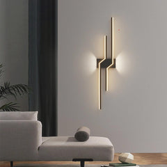 Wall Sconce Light Geometric Metal Linear Black Corner