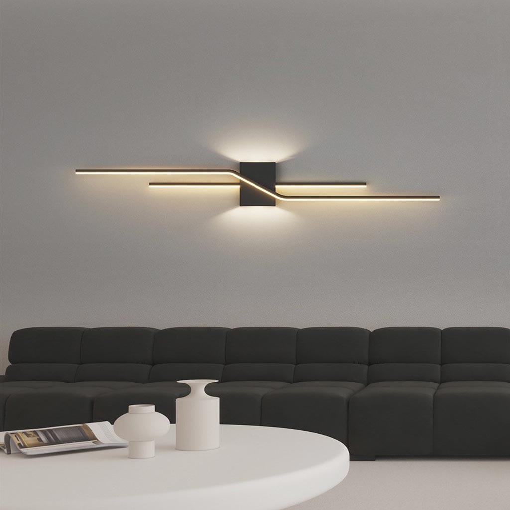 Wall Sconce Light Minimalist Geometric Decorative Metal Linear LED Black Type A L100cm H15cm Dia39.37 H5.91 35W
