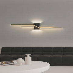 Wall Sconce Light Geometric Metal Linear Black Living Room