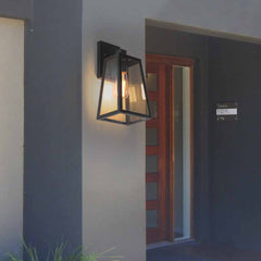 Outdoor Wall Sconce Light Industrial Glass, Black