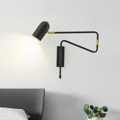 Wall Sconce Light Modern Adjustable Swing Arm Black Bedroom