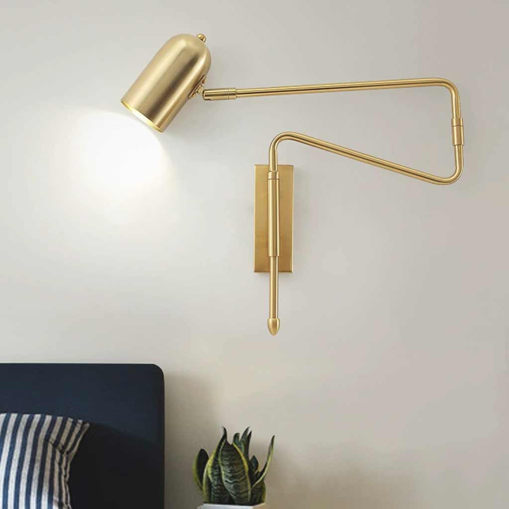 Wall Sconce Light Modern Adjustable Swing Arm Gold Bedroom