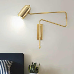Wall Sconce Light Modern Adjustable Swing Arm Gold Bedroom