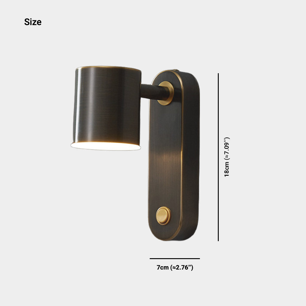 Wall Sconce Light Modern Copper Rotating LED Black Size
