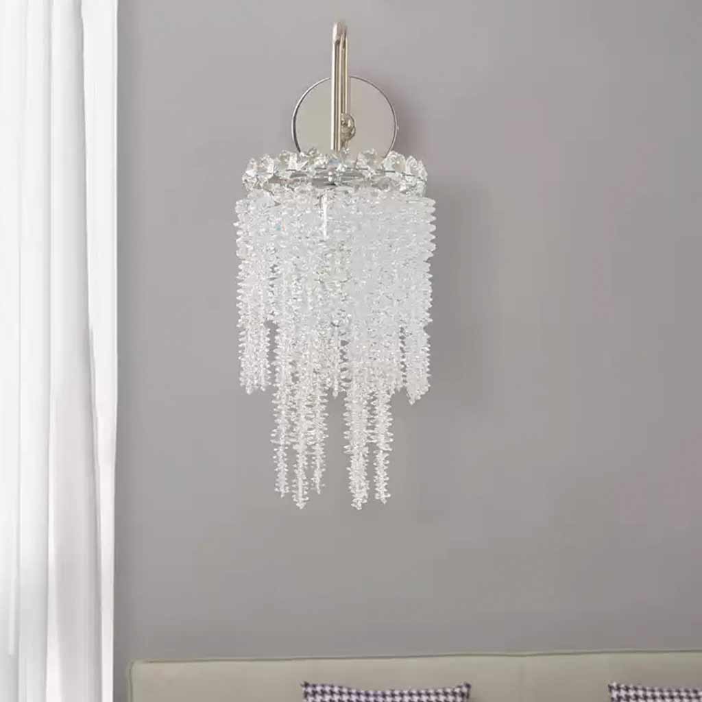 Wall Sconce Light Modern Crystal Waterfall Silver Corner