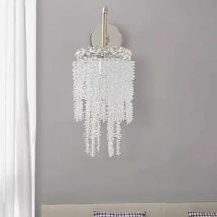 Wall Sconce Light Modern Crystal Waterfall Silver Corner