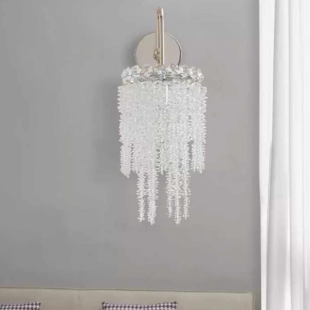 Wall Sconce Light Modern Crystal Waterfall Silver Room