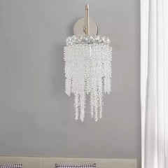 Wall Sconce Light Modern Crystal Waterfall Silver Room