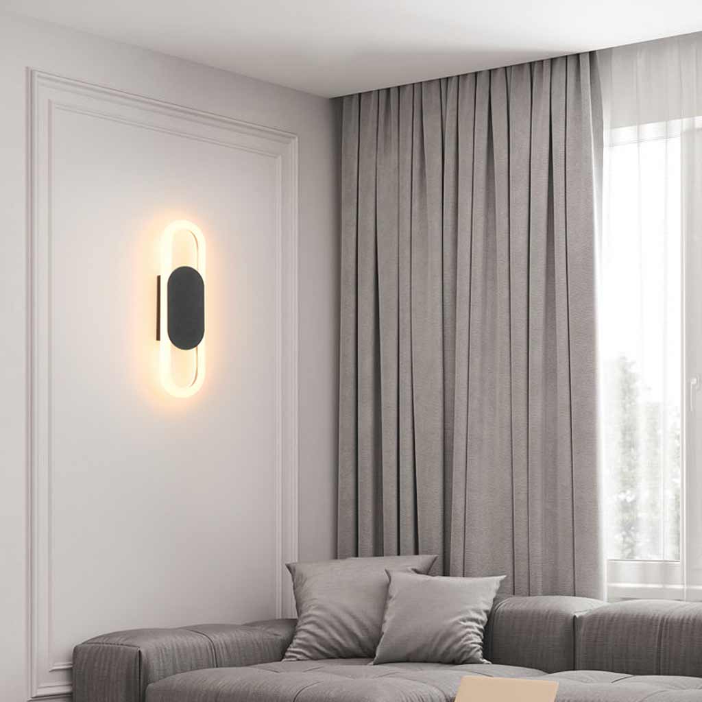 Wall Sconce Light Modern Geometric Oval LED Black Living Room