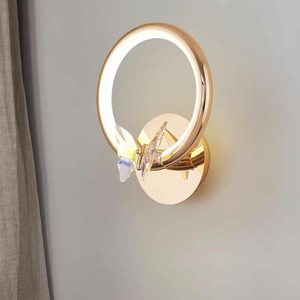 Wall Sconce Light Small Ring Crystal Butterfly LED Room